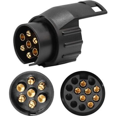 Adaptateur Remorque 7 vers 13 Broches Prise Remorque 7 Broches pour Remorque de Voiture, Tracteur, Caravane, Porte-Vélo（1PC)