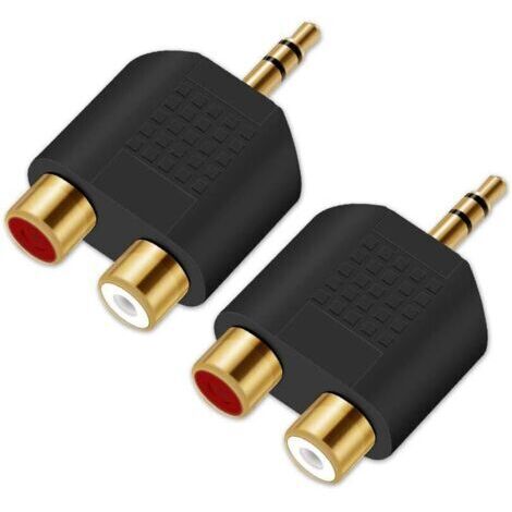 Adaptateur répartiteur 3,5 mm vers RCA plaqué or 3,5 mm mâle stéréo vers 2 RCA femelle jack Y Plug Audio Converter (lot de 2)