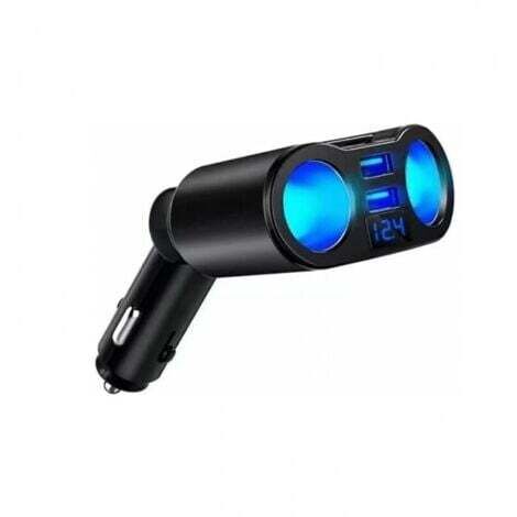 Adaptateur répartiteur allume-cigare, double chargeur de voiture USB, 2 prises 12 V/24 V avec interrupteur voltmètre LED pour téléphone portable, tablette, GPS, caméra de tableau de bord