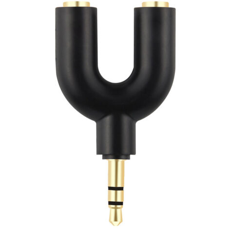 Adaptateur répartiteur audio mini en forme de U pour casque audio, prise mâle 3,5 mm vers double prise femelle.
