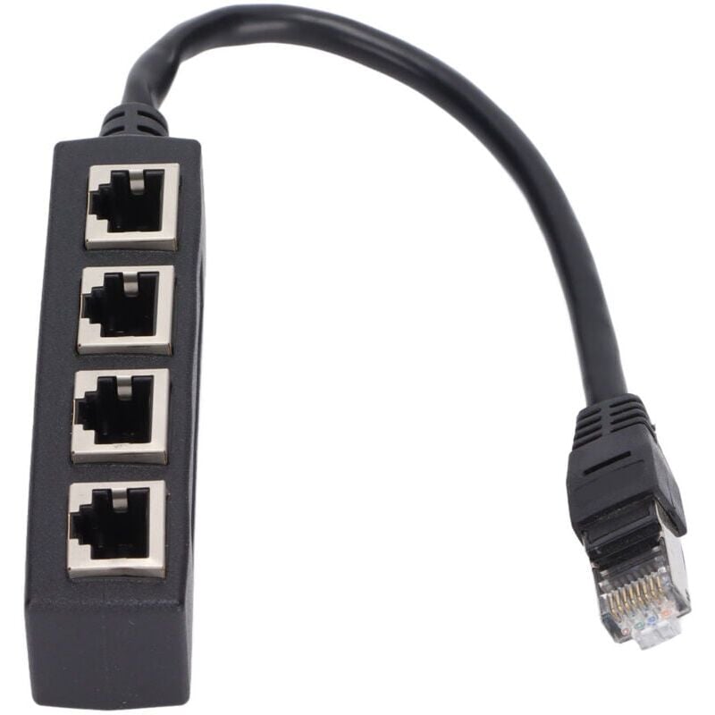 Adaptateur répartiteur RJ45 1 à 4 ports Transmission fluide Excellente connexion Adaptateur de cble réseau