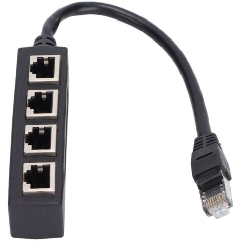 SJQKA Adaptateur répartiteur RJ45 1 à 4 ports Transmission fluide Excellente connexion Adaptateur de cble réseau