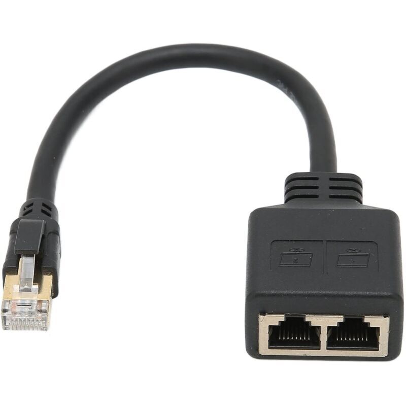 Adaptateur Répartiteur RJ45, Répartiteur D'adaptateur Ethernet 1 à 2 Ports Réseau RJ45, Adaptateur Répartiteur de Câble Réseau CAT8 pour Bureau à