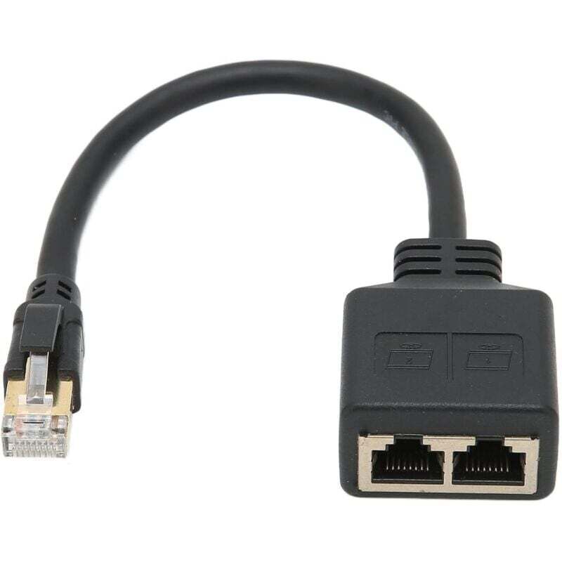 Adaptateur Répartiteur RJ45, Répartiteur D'adaptateur Ethernet 1 à 2 Ports Réseau RJ45, Adaptateur Répartiteur de Câble Réseau CAT8 pour Bureau à