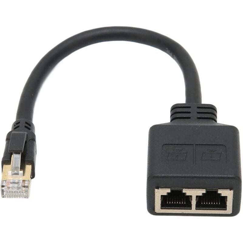 Debuns - Adaptateur Répartiteur RJ45, Répartiteur D'adaptateur Ethernet 1 à 2 Ports Réseau RJ45, Adaptateur Répartiteur de Câble Réseau CAT8 pour