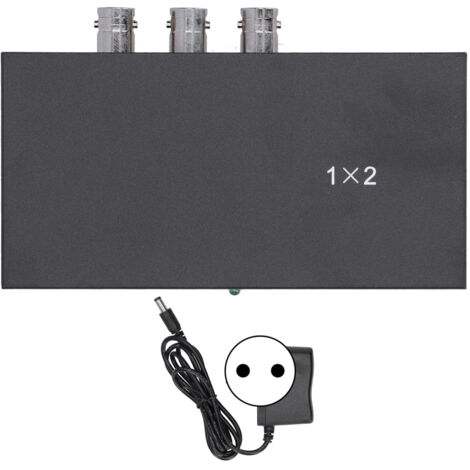 Adaptateur Répartiteur SDI 1 Entrée 2 Sorties 1080P Compatible SD/HD/3G-SDI avec Voyant LED 100-240V (Prise UE)
