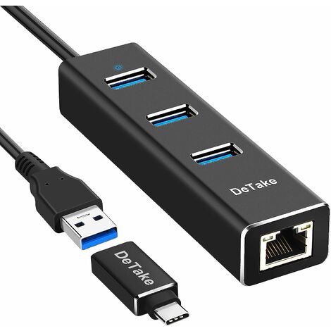 DIGITALAB Adaptateur Réseau 3 Ports USB 3.0 à 1 000 Mbps Gigabit Ethernet Port RJ45