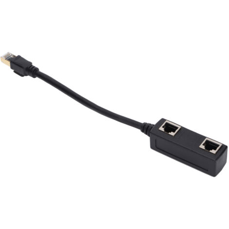 Adaptateur Réseau CAT8 Noir Fiable et Durable, Séparateur Ethernet Stable pour Bureau et Maison