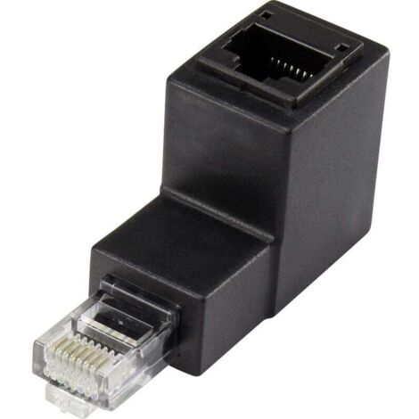 Adaptateur réseau informatique RJ45 Trywise CAT 5e [1x RJ45 mâle - 1x RJ45 femelle] Coudé vers le bas à 90° 0.00 m noir Y851451