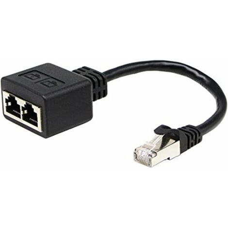 Adaptateur réseau RJ45 1 à 2,RJ45 A mâle-femelle adaptateur double (15cm) Il est utilisé pour commuter le réseau de deux ports indépendamment,et les deux ports ne peuvent pas être utilisés en