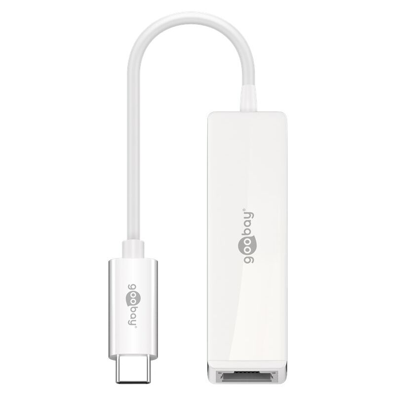 Goobay - Adaptateur usb-c™ Ethernet, blanc, pour connecter un pc ou un Apple MacBook à un réseau Ethernet (RJ45) via le port usb-c™. Version couleur