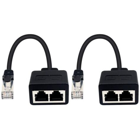 Adaptateur RJ45 1 mâle vers 2 femelles pour extension de câble Ethernet LAN (utiliser simultanément) Surfez en ligne en même temps