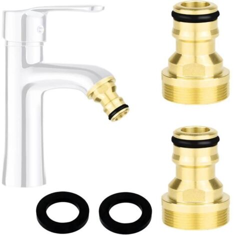 Adaptateur Robinet Tuyau Arrosage Connecteur Nez de Robinet Laiton M24 Adaptateur Robinet Cuisine pour 2 Pièces et Raccords de