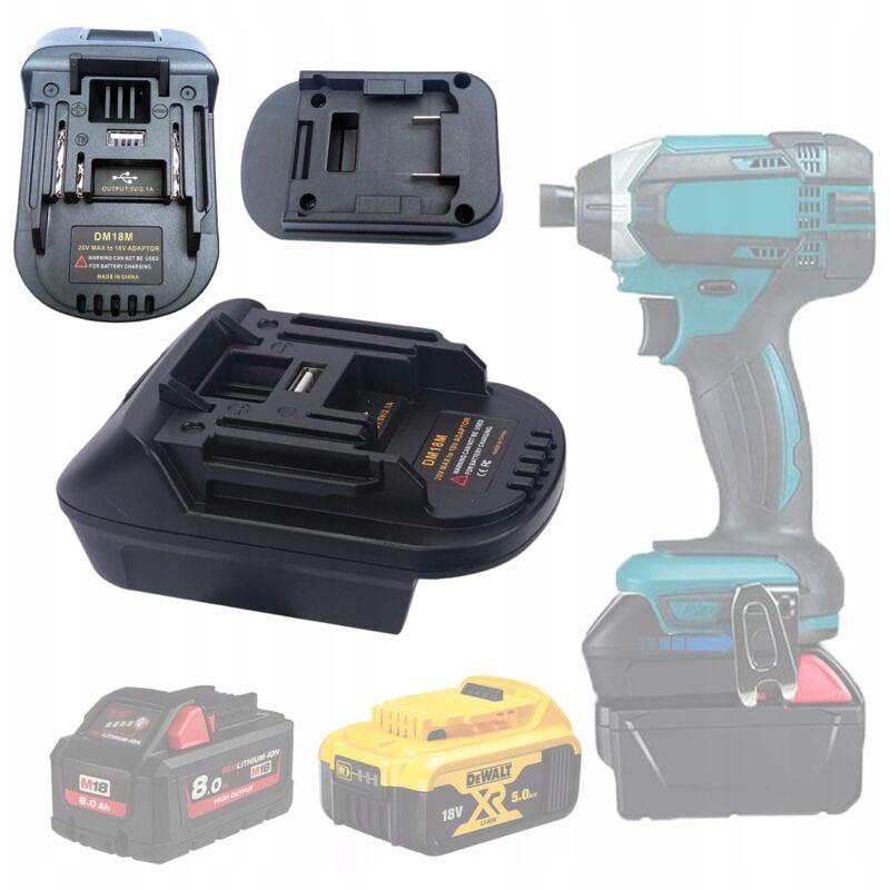 Adattatore Rosfix Dewalt/Milwaukee per batteria Makita DM18M