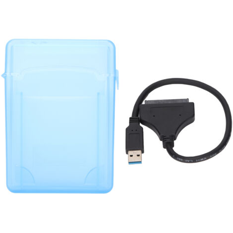 Adaptateur SATA vers USB 3.0 avec boîtier de protection 2,5" bleu - Connexion disque dur externe, indicateur LED, câbles portables