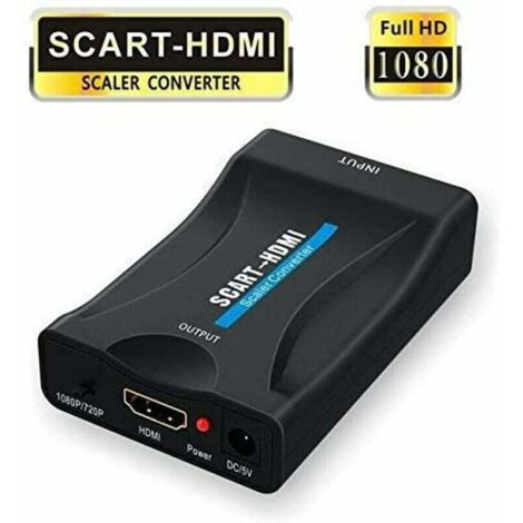 Adaptateur SCART vers HDMI, 1080P Convertisseur péritel SCART vers HDMI avec câble d'alimentation USB pour la Connexion d'un décodeur, d'un Lecteur DVD, d'un boîtier STB S'arêern