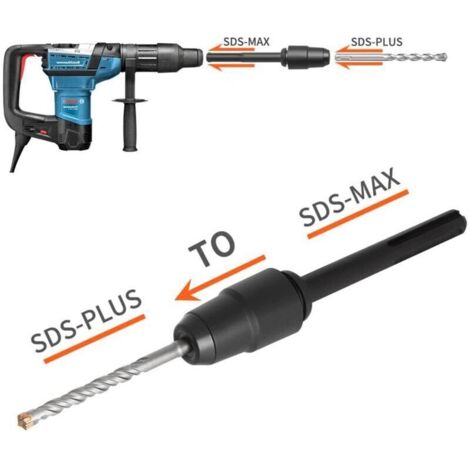 Adaptateur SDS Max vers SDS Plus pour perceuses rotatives – Acier trempé, compatible avec tous les marteaux SDS Max – 1 pièce