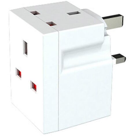 Adaptateur Secteur 13A avec Fusible pour Ordinateur Portable et TV, Multiprise 3 Prises 3 Broches