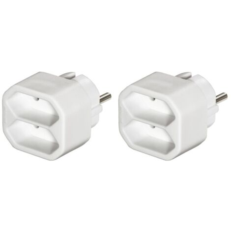 ADAPTATEUR SECTEUR 2 COMPARTIMENTS, 2 PRISES EURO, DBLE PACK, BLC HAMA