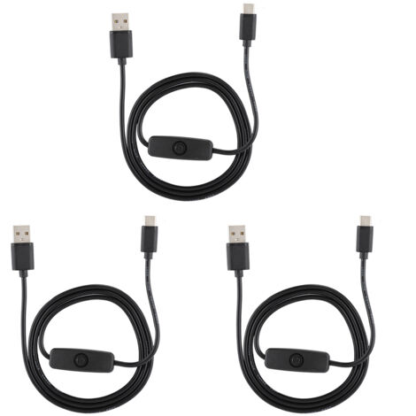 Adaptateur Secteur 5V3A avec Interrupteur et Câble Alimentation Type-C pour Raspberry Pi 4B - Lot de 3