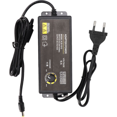 Adaptateur Secteur 90W 8A 3‑12V Réglable avec Affichage Numérique LED pour Moniteurs LCD et Téléviseurs Mini, Prise UE 100‑240V
