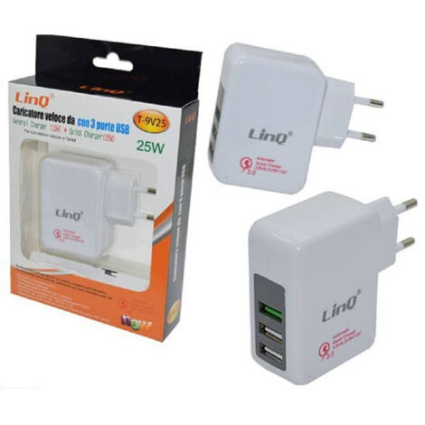 Adaptateur Secteur Domestique Usb 3 Ports Usb 3.0 25 W Charge Rapide T-9v25