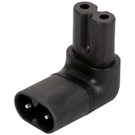 Adaptateur secteur IEC 320 à 2 broches C7 femelle vers C8 mâle coudé à 90°