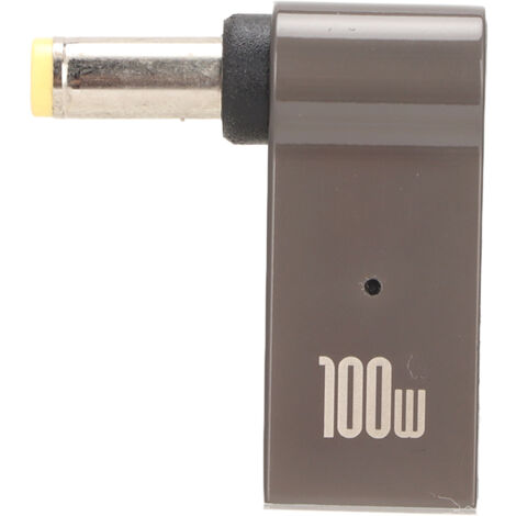 Adaptateur Secteur PD USB-C Femelle vers DC 100W pour Ordinateur Portable, Connexion Angled en Alliage d'Aluminium, 5.5x1.7mm