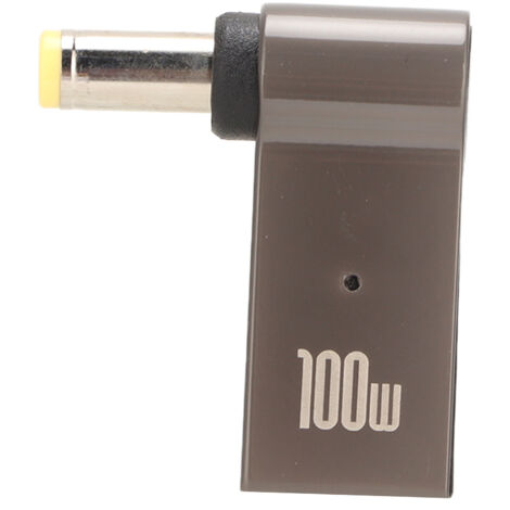 Adaptateur Secteur PD USB-C Femelle vers DC 100W pour Ordinateur Portable, Connexion Coudée en Alliage d'Aluminium, Fiche 5.5x2.5mm
