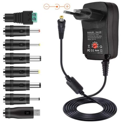 Adaptateur secteur universel 30W 3V / 4.5V / 5V / 6V / 7.5V / 9V / 12V Convertisseur de chargeur multi-tension - EU