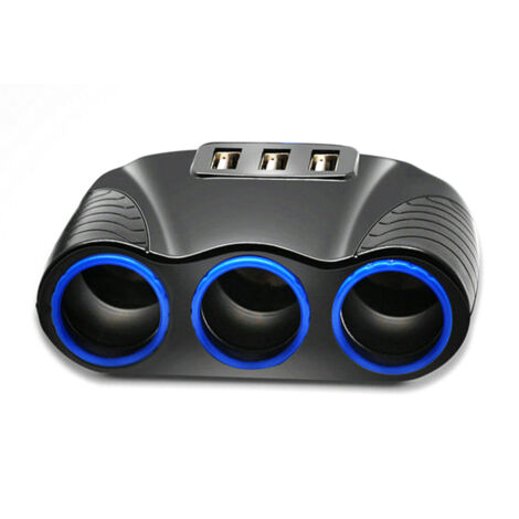 Adaptateur secteur USB 12-24V à 3 voies pour voiture, compatible avec les véhicules, tablettes, smartphones, etc.