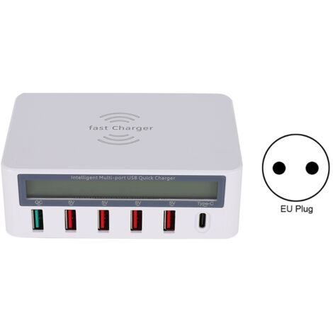 Adaptateur Secteur USB3.0 avec Charge Rapide et Charge Sans Fil 100-240V Blanc UE