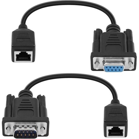 Adaptateur série RS232 DB9 vers RJ45, DB9 9 Broches connecteur série Femelle & mâle vers RJ45 Femelle Cat5/6 câble prolongateur de Console LAN Ethernet, 1 Paire