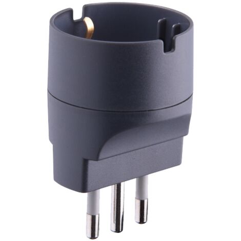 Adaptateur simple 10A 2P+T vers schuko noir classe de protection IP20