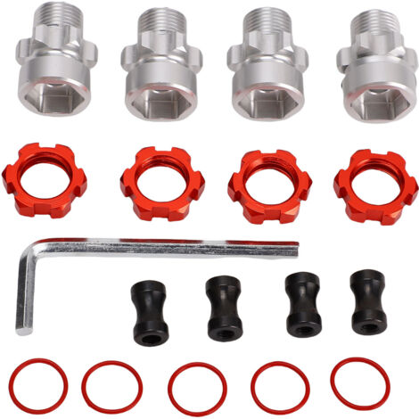 Adaptateur Splined Hex Hub pour Traxxas Slash 2WD, Stampede, Rustler et Bandit - Métal Rouge 12mm à 17mm