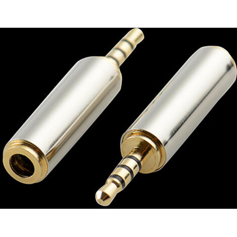 Adaptateur tout cuivre en métal 3,5 mm mâle à quatre sections vers 2,5 mm femelle pour téléphones portables et écouteurs, petite à grande prise.