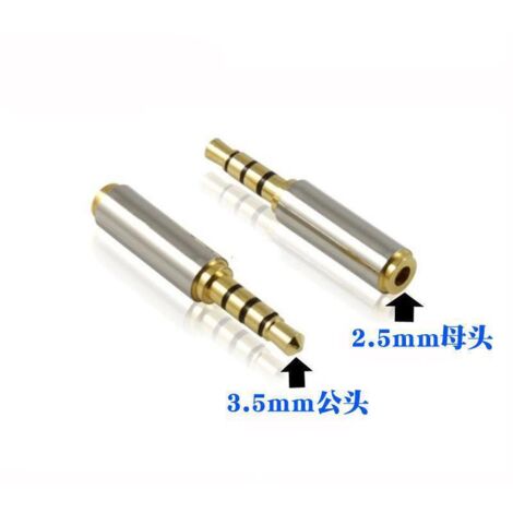Adaptateur tout cuivre en métal 3,5 mm mâle à quatre sections vers 2,5 mm femelle pour téléphones portables et écouteurs, petite à grande prise.