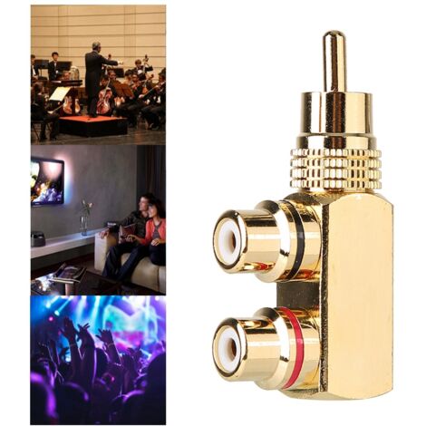 Adaptateur Triple RCA Mâle-Femelle, Diviseur Audio-Vidéo à Angle Droit, 2 Pièces
