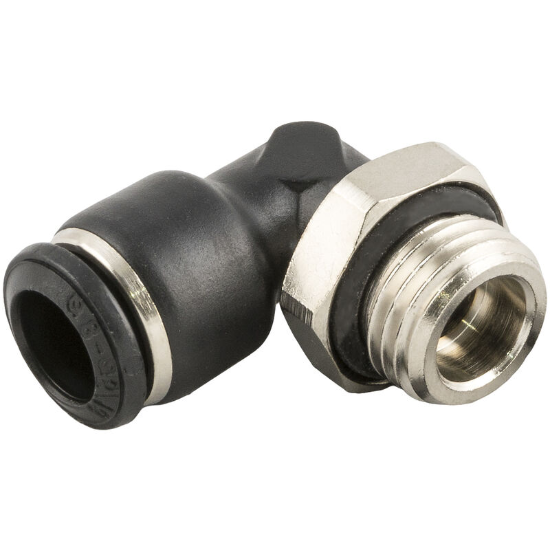 Rs Pro - Adaptateur tube fileté coudé pneumatique Filetage, Tube vers Mâle M12 x 1 14mm M12 en Laiton nickelé ( Prix pour Paquet de 10 )