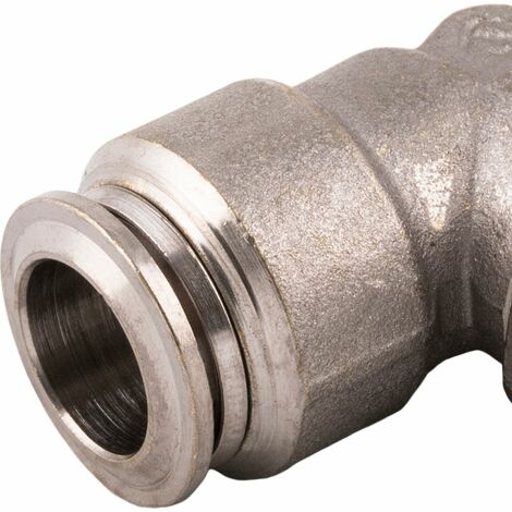 Adaptateur tube fileté coudé pneumatique RS PRO, Filetage, Tube vers Mâle 3/8 in Male 10mm 3/8pouces en Laiton nickelé ( Prix pour Paquet de 10 )