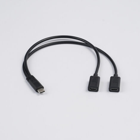Adaptateur Type-C mâle OTG vers double Type-C femelle pour alimentation 3A des téléphones portables et des tablettes, câble de charge 15W.