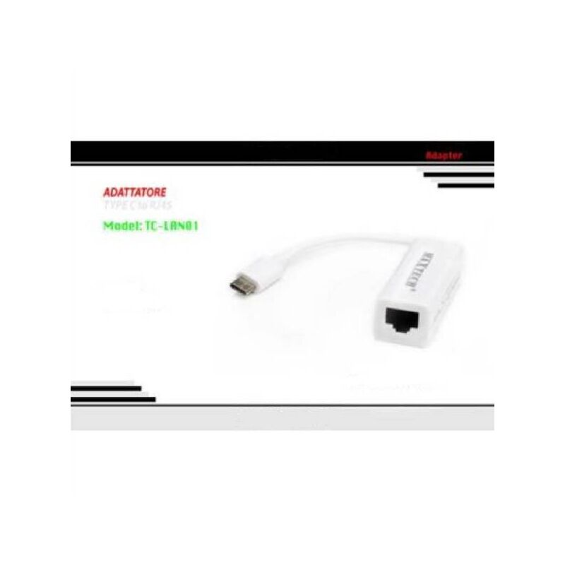 Trade Shop Traesio - Adaptateur Type-c Vers Rj45 Lan Ethernet Cable Pour Pc Laptop Maxtech Tc-lan01
