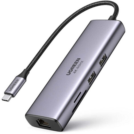 Adaptateur UGREEN 7-en-1 USB-C vers USB-A/HDMI/SD/TF/PD/Ethernet RJ45