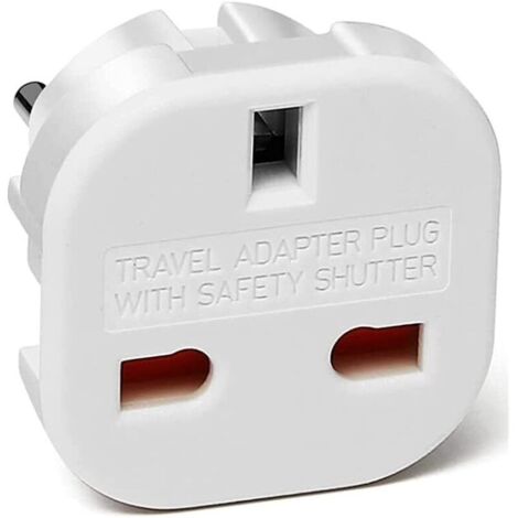 Adaptateur UK vers prise de voyage Prise de type G vers 2 broches européenne Modèle C E F Blanc