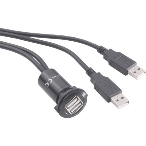 Adaptateur USB 2.0 2 x USB femelle type A vers 2 x USB mâle type A avec 60 cm de câble TRU COMPONENTS USB-06-BK 1229322