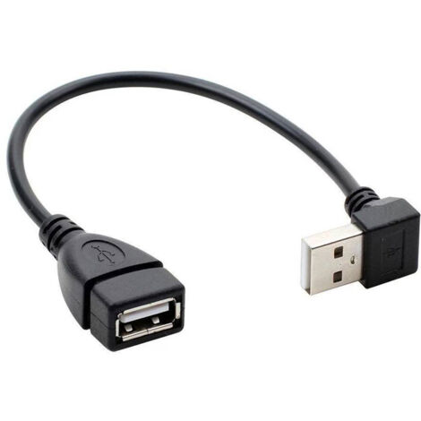 Adaptateur USB 2.0 coudé vers le bas, câble d'extension coudé à 90 degrés vers le bas, câble d'extension de données USB mâle vers femelle, 20 cm.