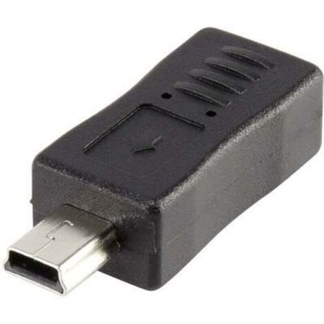 Adaptateur USB 2.0 mâle Mini-B vers femelle Micro-B – RF-USBA-08, contacts dorés, noir, 1 pièce