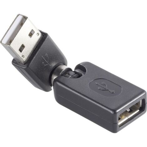 Adaptateur USB 2.0 mâle vers femelle – contacts dorés, boîtier noir – modèle Y306681