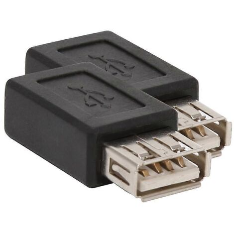 Adaptateur USB 2.0 Type A vers Mini USB 5 Broches Type B Femelle/Femelle - Lot de 2, Noir