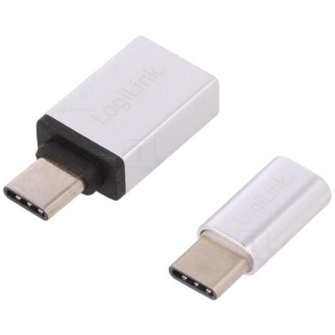 Adaptateur- USB 2.0 - USB 3.0- port USB B micro - USB A femelle - USB C prise male - aluminium mat
